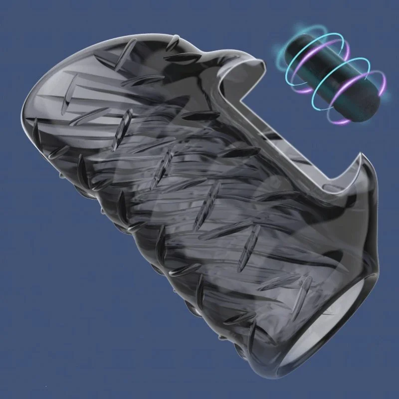 Stretchable Soft TPE Vibrating Penis Sleeve for Men Adult Cock Sleeve Sex Toys