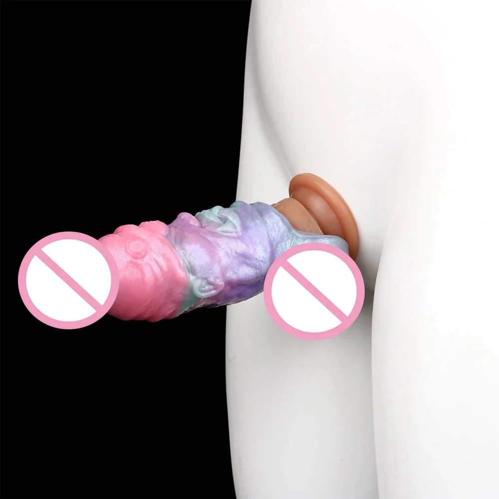 Soft Samurai Mask Styling Penis Sleeve with Galactic Charm Color Delay Ejaculation G-spot Dildo Sleeve for Male