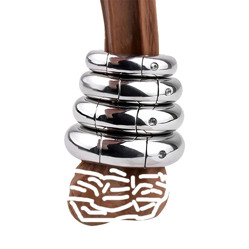 4 Size Heavy Stainless Steel Testicle Stretchers Scrotum Penis Cock Ring Metal Locking Pendant Ball Weight Adult Sex Toys