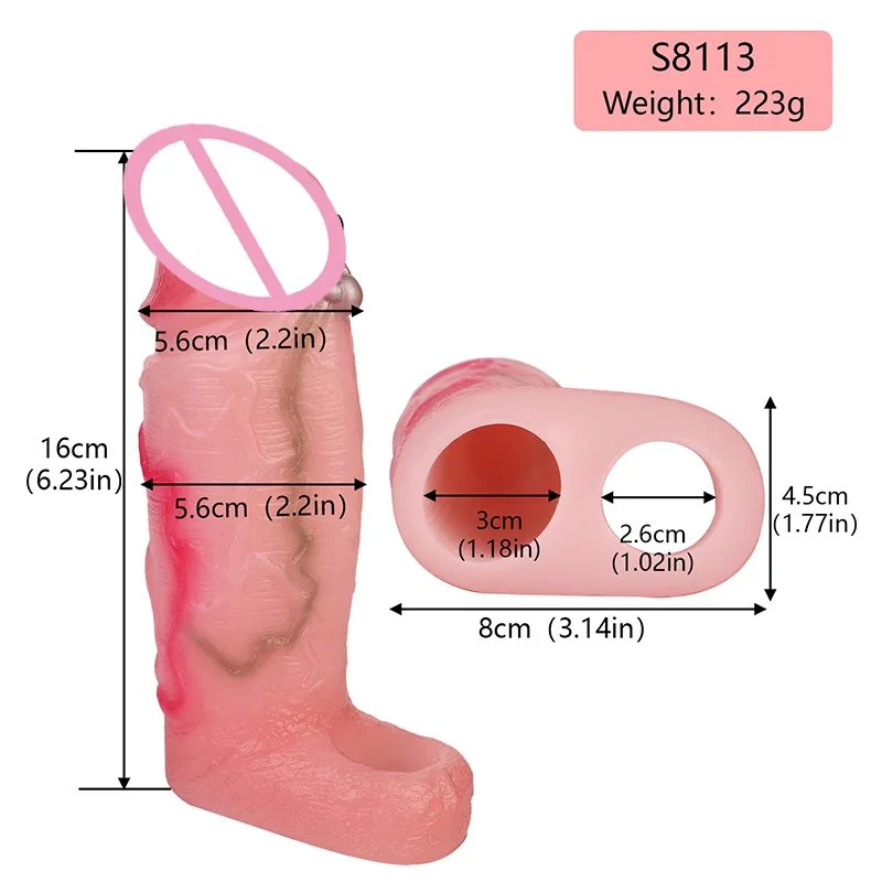 Ultra Realistic Penis Sleeve Sex Toys Pinkish Cock Sleeve Extension Penis Ring Enlarger Male Masturbator for Adult Couples