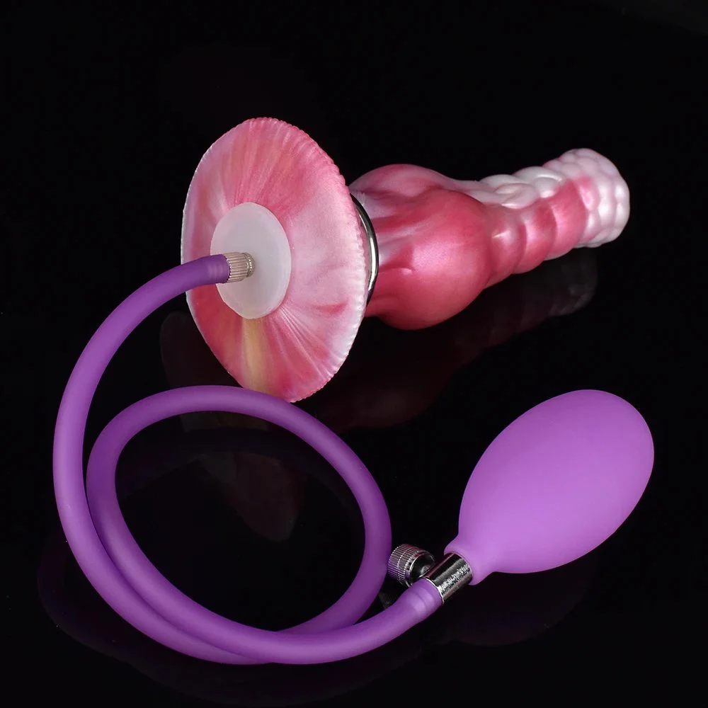 Net Weight 279g Gory Color Silicone Inflatable Dog Dildo Adult Inflatable Anal Plug Sex Toys