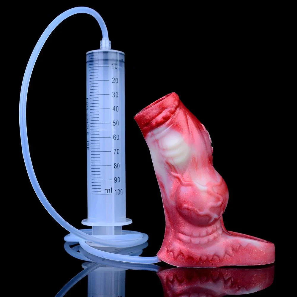 Squirting Reusable Penis Sleeves Extender Enlargement Inner Channel Anti-off Sex Toys for Men Delayed Ejaculation Male Condom
