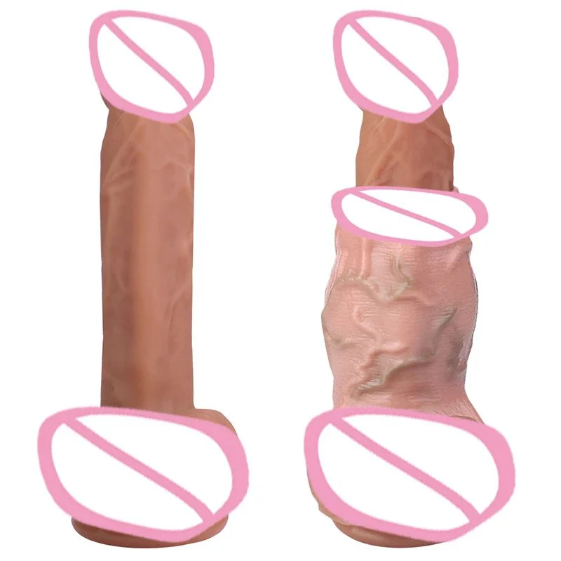Silicone Big Male Cock Cover Realistic Hollow Dildo With Anti-drop Stretchable Penis Sleeve Extender for Men Toys