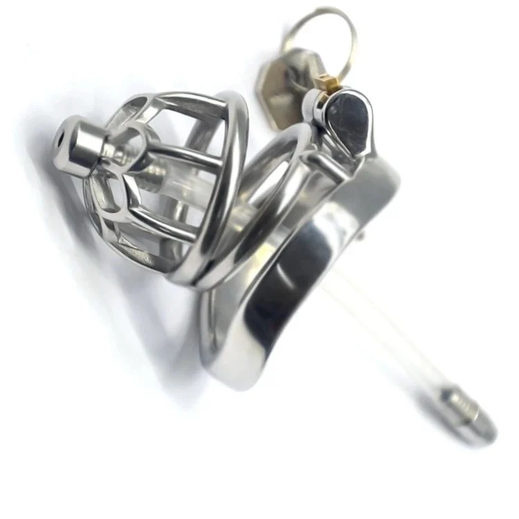 52mm 304 Stainless Steel Sm Sex Toys Penis Cage with Keyholder Male Chastity Device with Catheter Chastity Cage