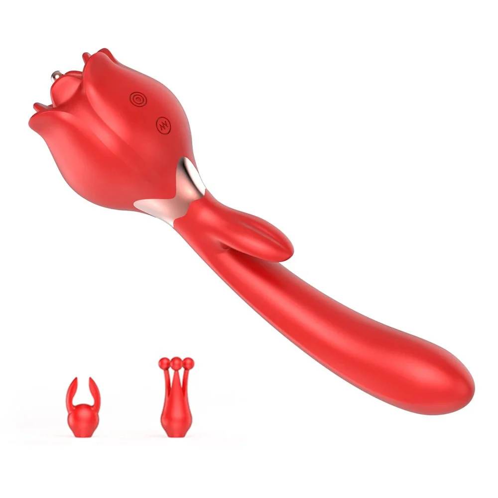 Pink Flower Vibrator Red Rose Shaped Sex Toy Sucker for Women Adult's Sucking Rose Vibrating Toy