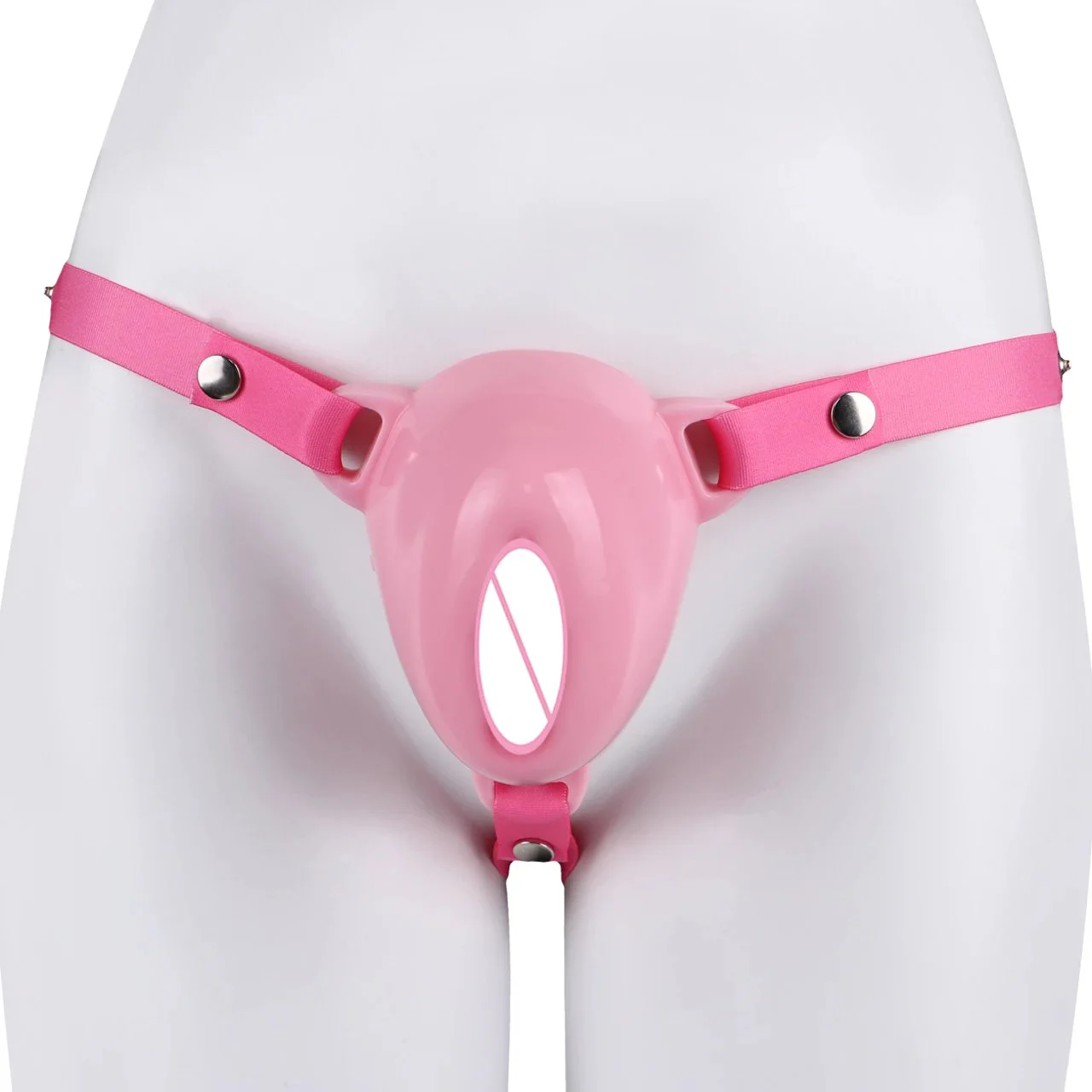 Soft Sissies Cosplay Silicone Pussy Hole Chastity Cage with Adjustable Elastic for Men Cock Cage Bondage Sex Toys