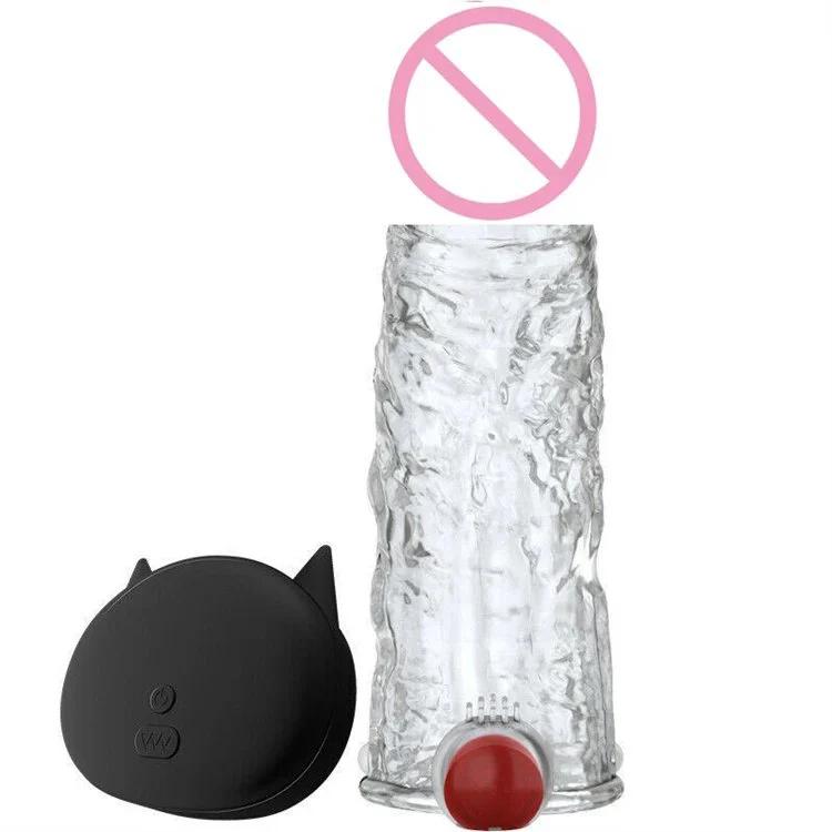 Sex Toys Cock Sleeve for Men 10 Frequency Thick Reusable Condom Vibrating Penis Sleeve