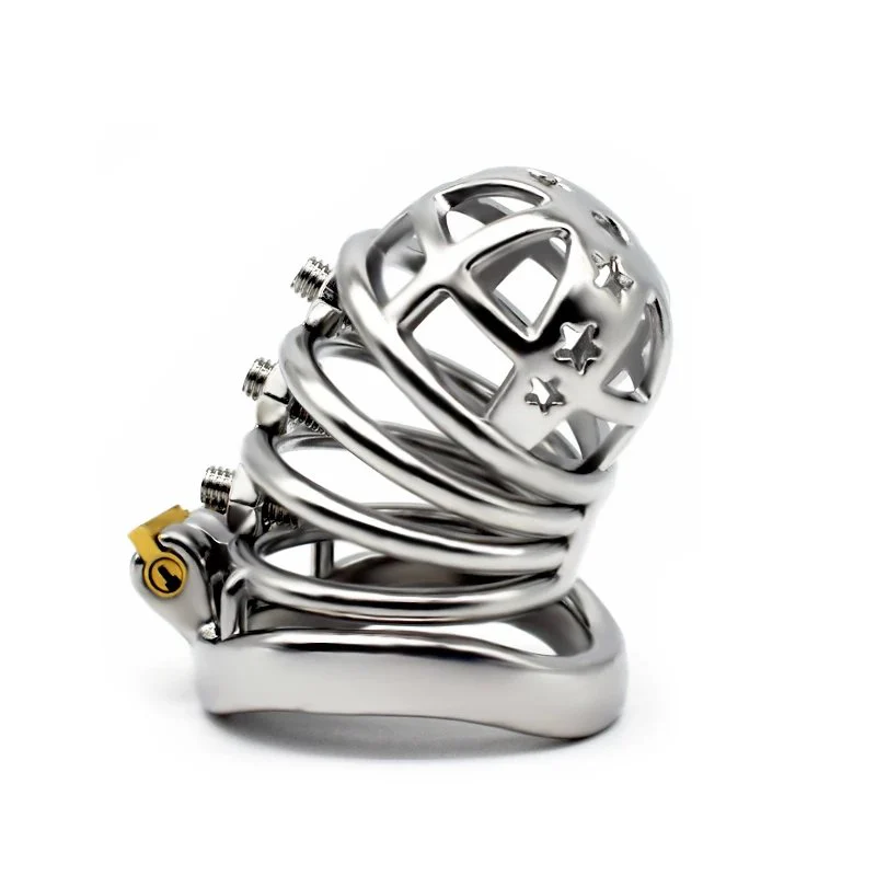 4 Active Ring Stainless Steel Inverted Plugged Cylinder Chastity Cage for Couple Restraint Ring Bolted Spikes
