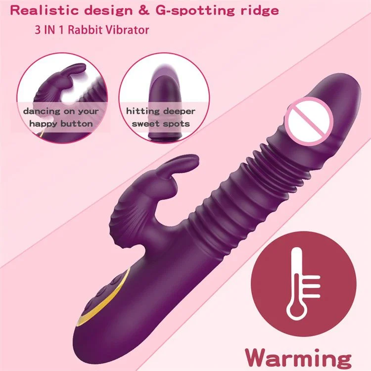 New Arrival 3 in 1 G Spot Clitoral Stimulator Heating Thrusting Rabbit Vibrator Sex Toys for Women