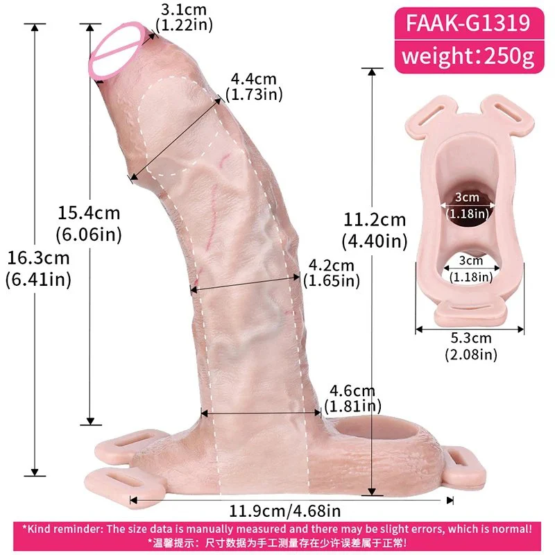 Wearable Dildo Sleeve with Bondage Rope Silicone Male Penis Extender Simulation Dildo Sleeve Effective Enlargement