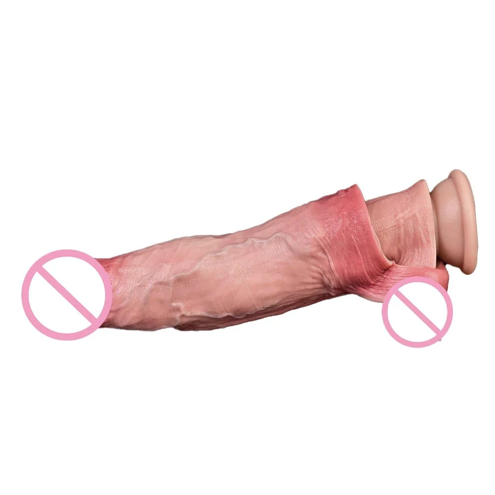 Silicone Easy to Wear Vibrating Male Penis Extender Experience Realistic Phallic Condom Suitable for Male Sex Toys