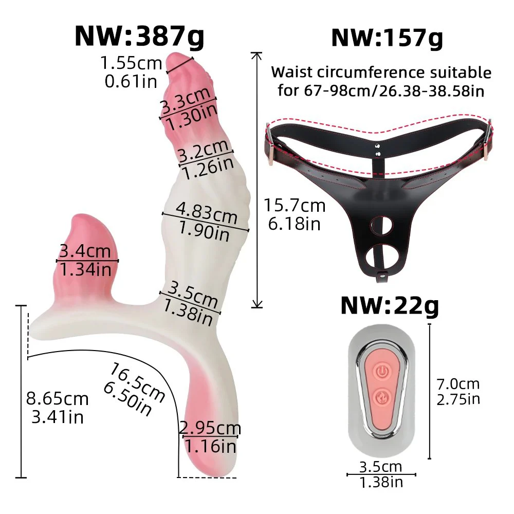 Multi-Frequency Heating Triple-Head Vibrating Female Dual-Person Masturbator Securely Worn Adjustable Fantasy Dildo