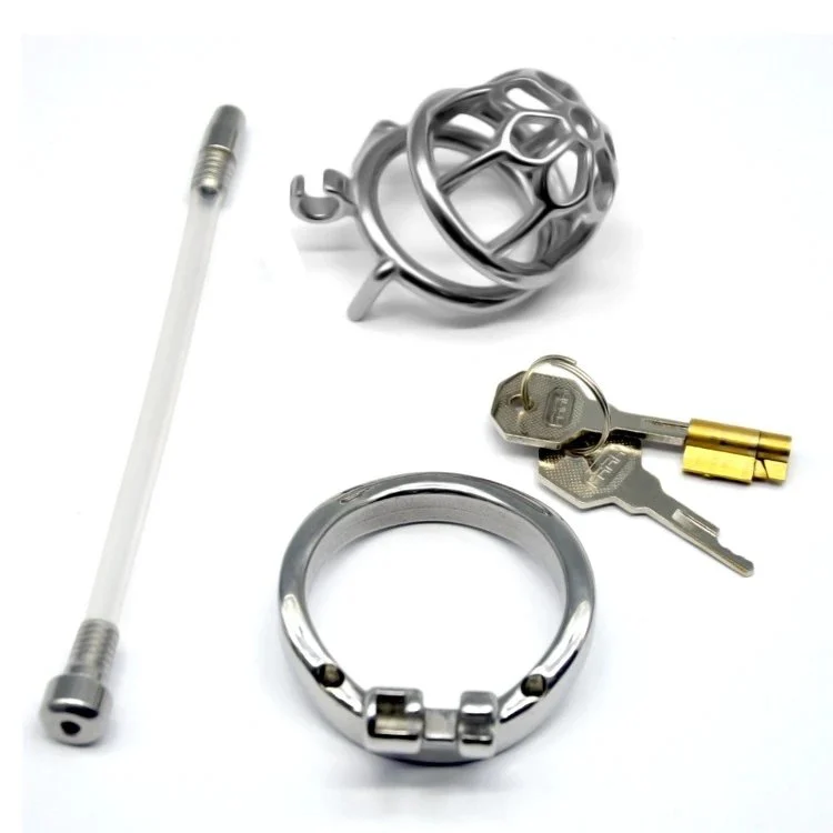 52mm 304 Stainless Steel Sm Sex Toys Penis Cage with Keyholder Male Chastity Device with Catheter Chastity Cage