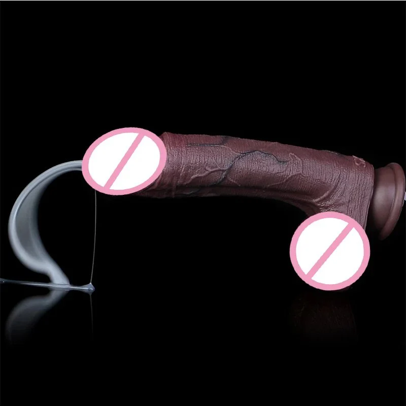 Realistic 9.45In Long Dual Layer Dildo Squirting Anal Plug With Strong Sucker Lifelike Ejaculation Penis Sex Toys for Adult