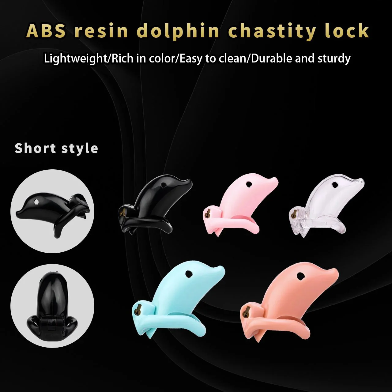 60 Dolphin Small Male Chastity Device ABS Resin Cock Cage Penis Ring Penis Sleeve BDSM Fetish Bondage Adult Toy for Men
