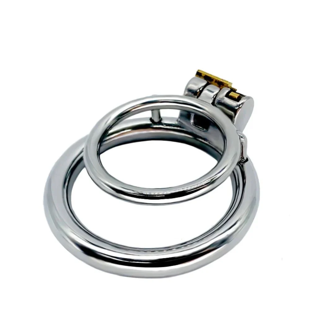 Chastity Cage Products Double Circular Ring Design Skeleton 304 Stainless Steel Chastity Device Adult Flirting