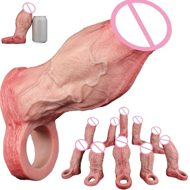 XL Dildo Reusable Penis Sleeve Open-ended Design With Dick Enlarger Silicone Male Masturbator for Men Sex Toys