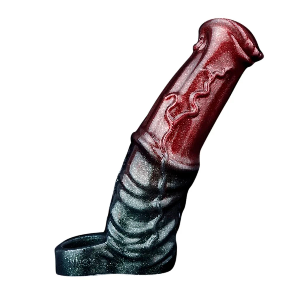 XL Monster Silicone Realistic Penis Sleeve with Penis Ring Cock Sleeve Extension Reusable Condom Sex Toys for Men