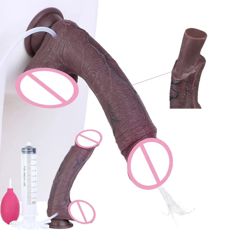 Realistic 9.45In Long Dual Layer Dildo Squirting Anal Plug With Strong Sucker Lifelike Ejaculation Penis Sex Toys for Adult