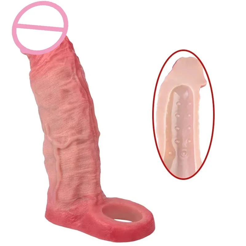 Silicone Penis Sleeve for Men - Realistic Veins and Flesh Color, Effective Lengthening and Thickening Design