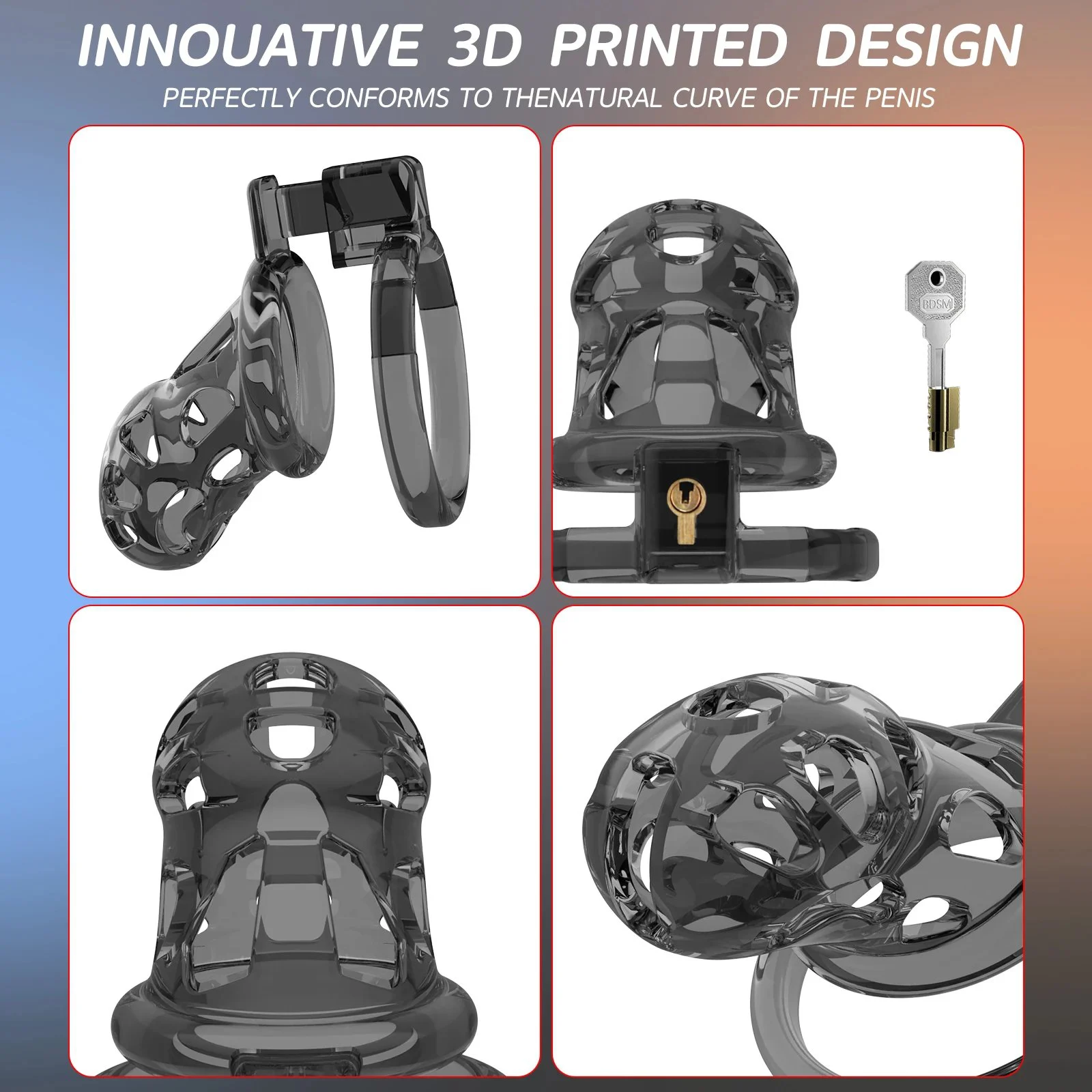 Chastity Cage Men Premium Breathable Waterproof Eco-Friendly 6 Sizes Rings Invisible Lock for Penis Exercise Bondage Gear Adult