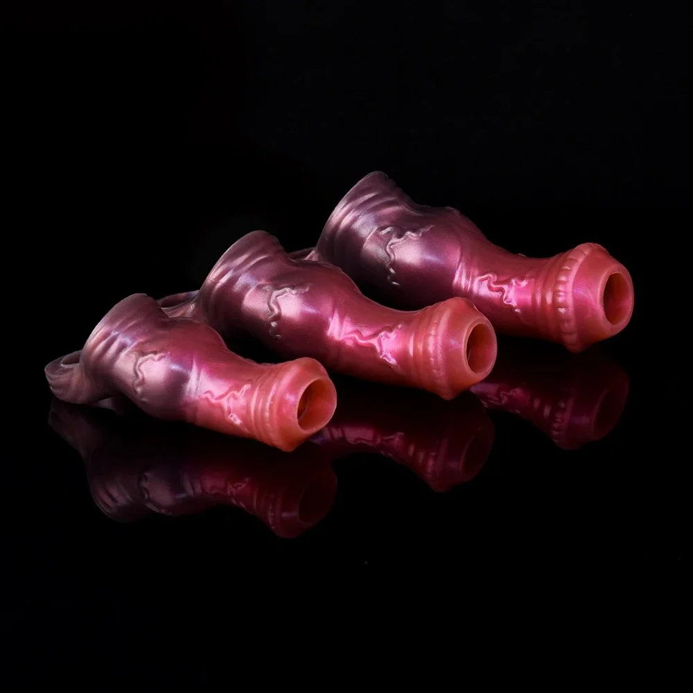 Silicone Reusable Penis Sleeve Cock Ring Extender Silicone Cock Ring Penis Enlarger for Go-Long Stamina