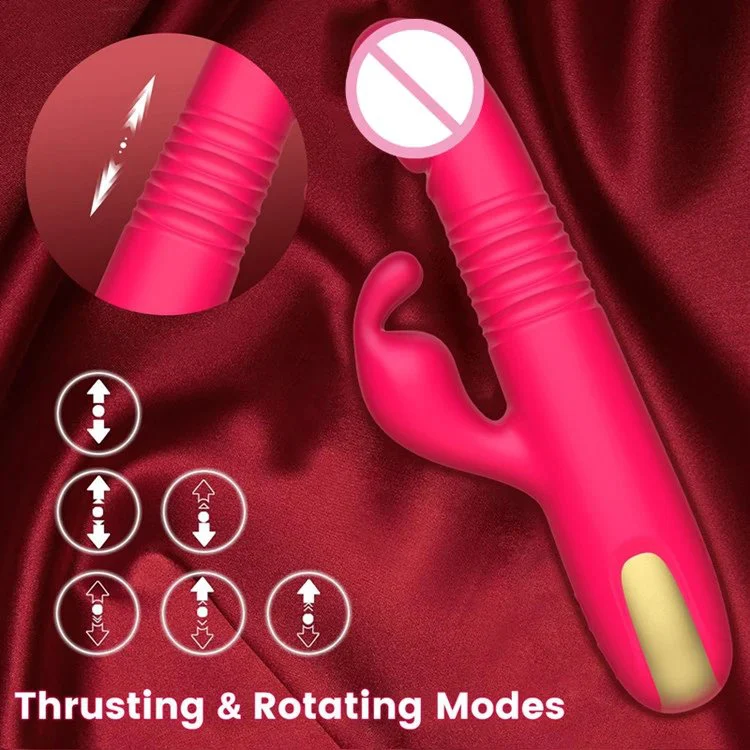 Rabbit Telescopic Dildo Vibrator Female Masturbator AV Wand Adult Toys for Women
