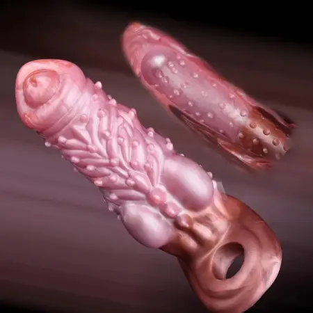 Wolf Teeth Sleeve Animal Penis Sleeve with Convex Textures Silicone Cock Ring Penis Enlarger for Go-Long Stamina Reusable