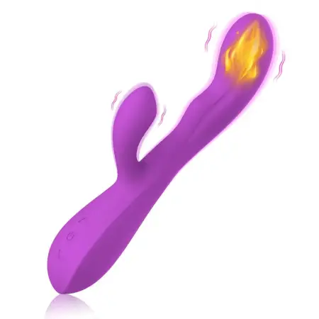 Powerful 10 Frequency Double Motor Vibration One Key Heating Rabbit Vibrator Women Handheld Sex Toy