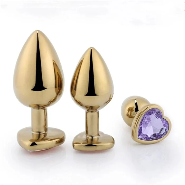 Couple Expanding Gold Anal Vibrator Butt Plug Stainless Steel Sexual Toy