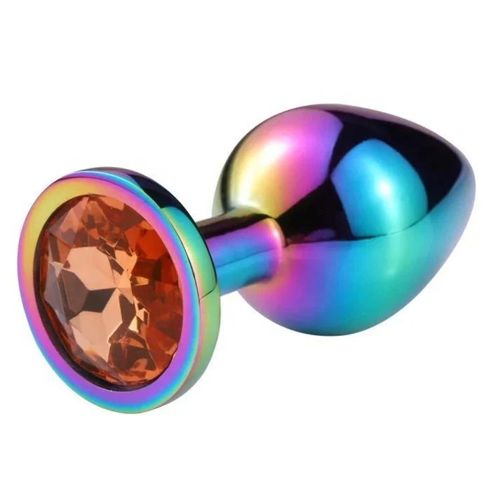 Colorful 3pcs Luxury Anal Plug Silicone and Metal Jeweled Fetish Anal Dildo and Anal Beads for Cosplay Role Play