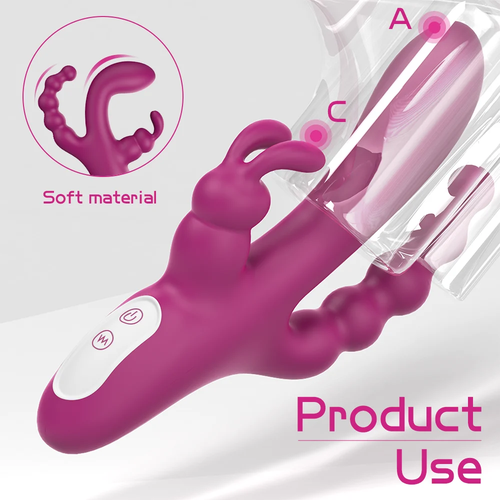Medical Silicone+ABS 9-frequency Vibration G-spot and Anus Stimulus Rabbit Vibrators
