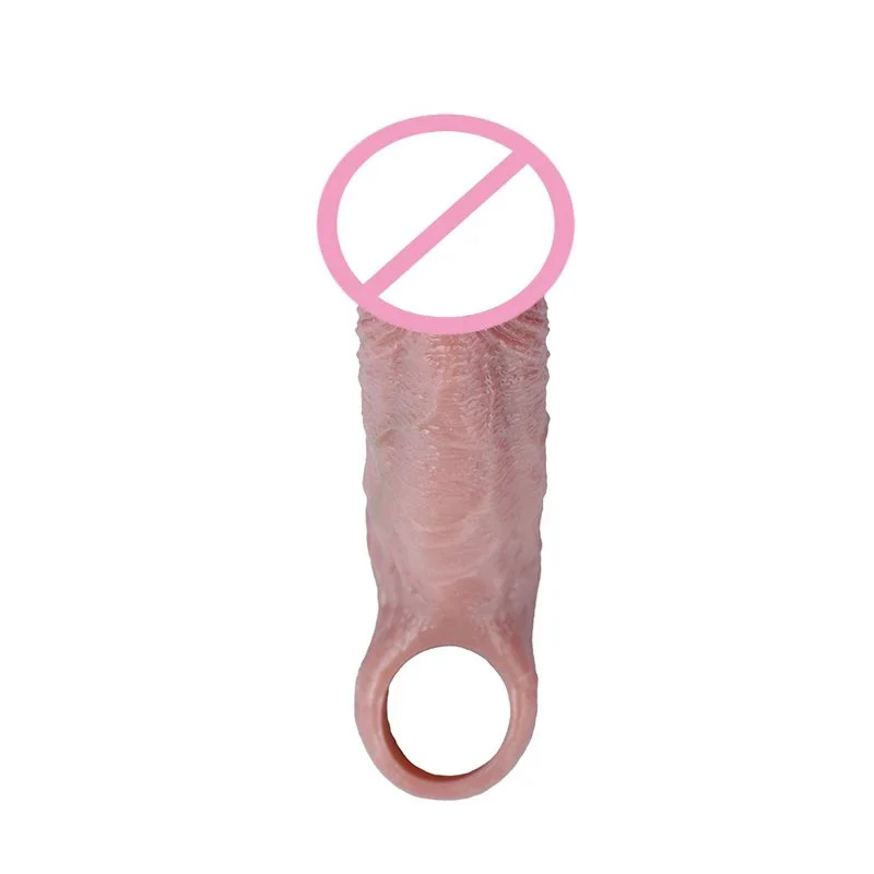 Soft Silicone Penis Ring Cock Sleeve Close Head Hollow Dildo Dick Enlargement Adult Sex Toy for Men Delay Ejaculation