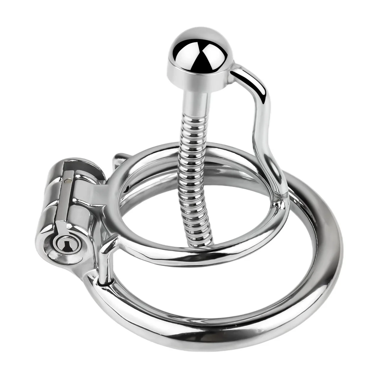 Adult Cock Cages Sex Toy SM 304 Stainless Steel Western Sword Chastity Lock with a Hollow Threaded Catheter 3 Sizes Available