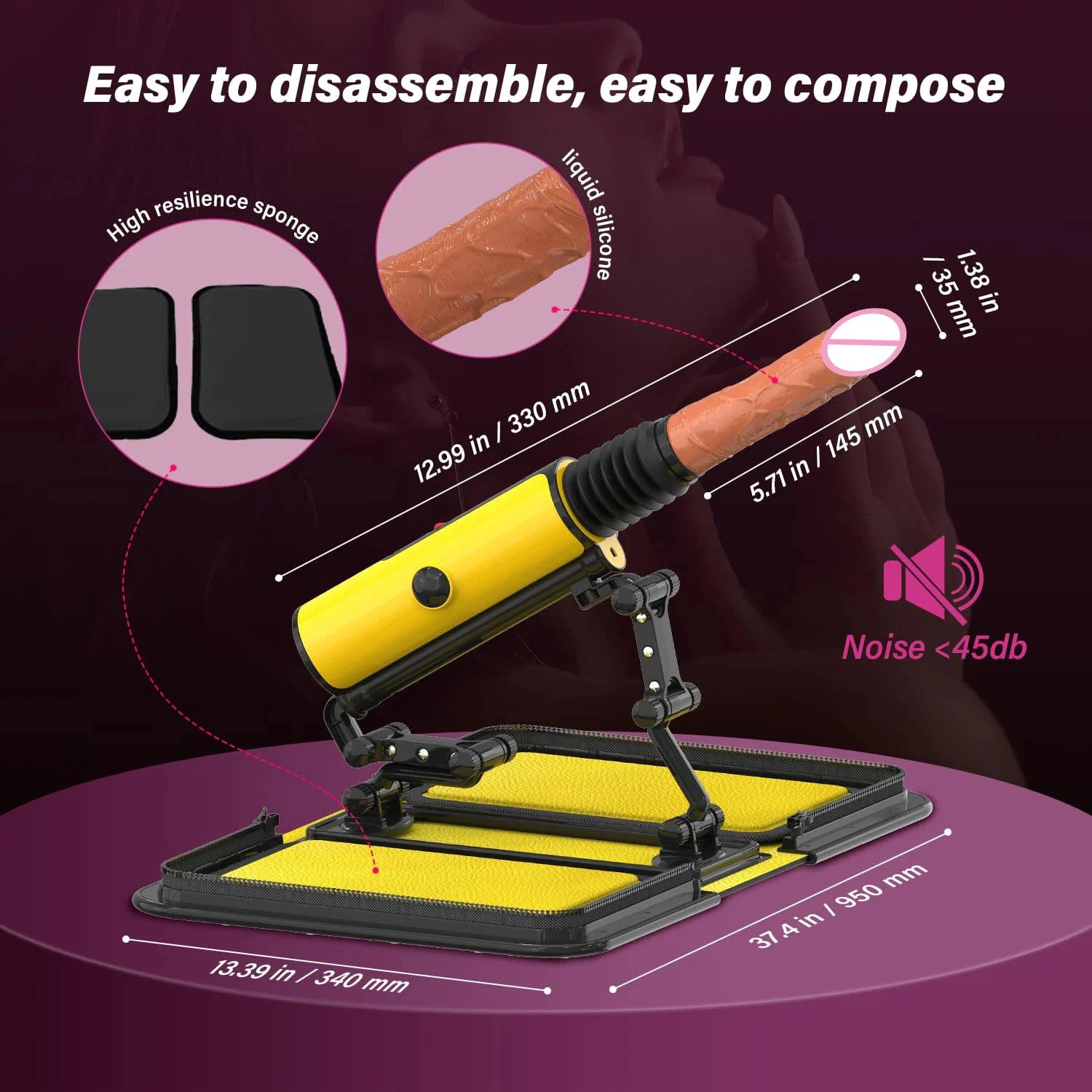 Portable Handbag Sex Machine Yellow Remote Control 3 Vibrations 3 Thrusting Automatic Heat Dildo Sex Love Guns for Women