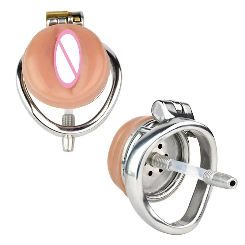 Cock Cages Male Stainless Steel Chastity Belt Device Flat Cage Sissy Binding pink Sissy Penis Cockcage