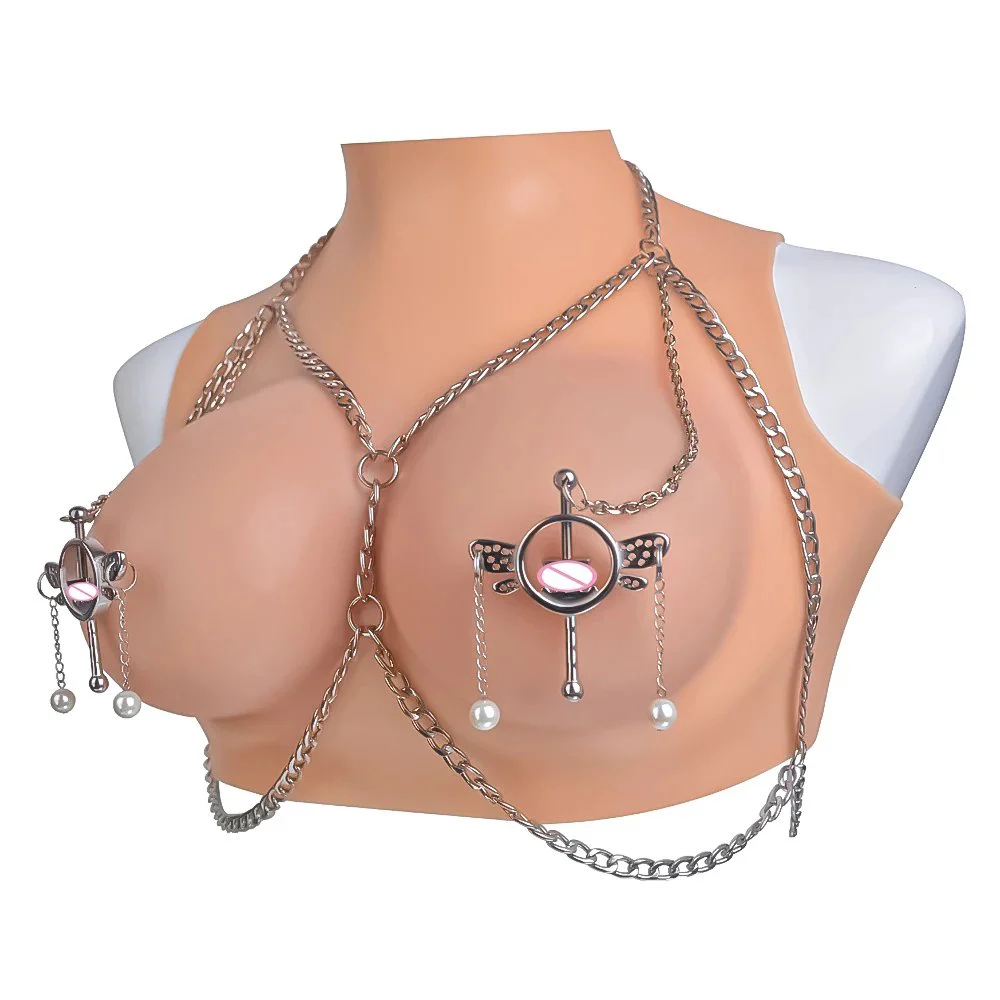Fetish Game Role Playing Wearable Chain Nipple Clamp Breast Fun Sex Bondage Sexy Underwear Painful Toys for Couple