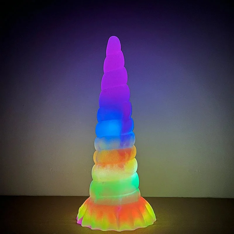 Artificial Spiral Anal Toys With Liquid Silicone Glow in the Dark Dildo for Lesbian Masturbators