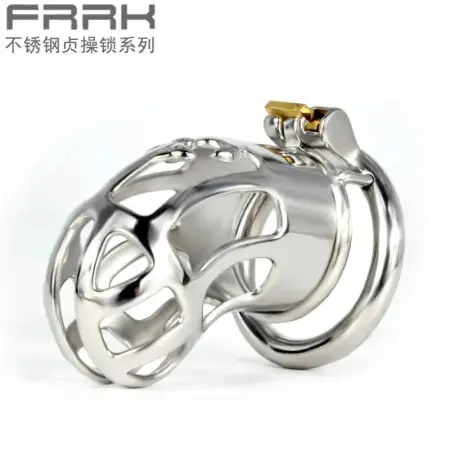 10cm Elongated Curved Stainless Steel Chastity Lock Cage for Male Other Sex Toy