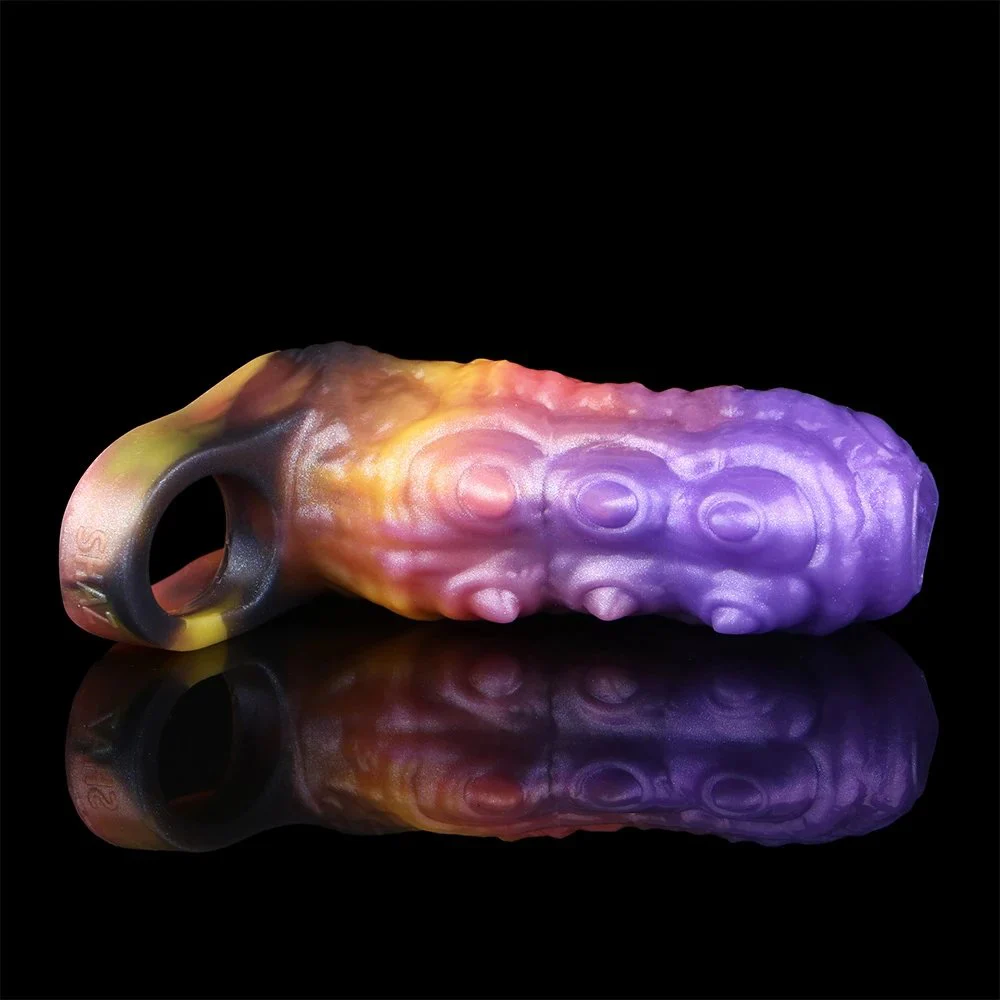 Soft Silicone Penis Enlargement Sleeve Fantasy Monster Dildo Open Male Penis Extender Sex Toys