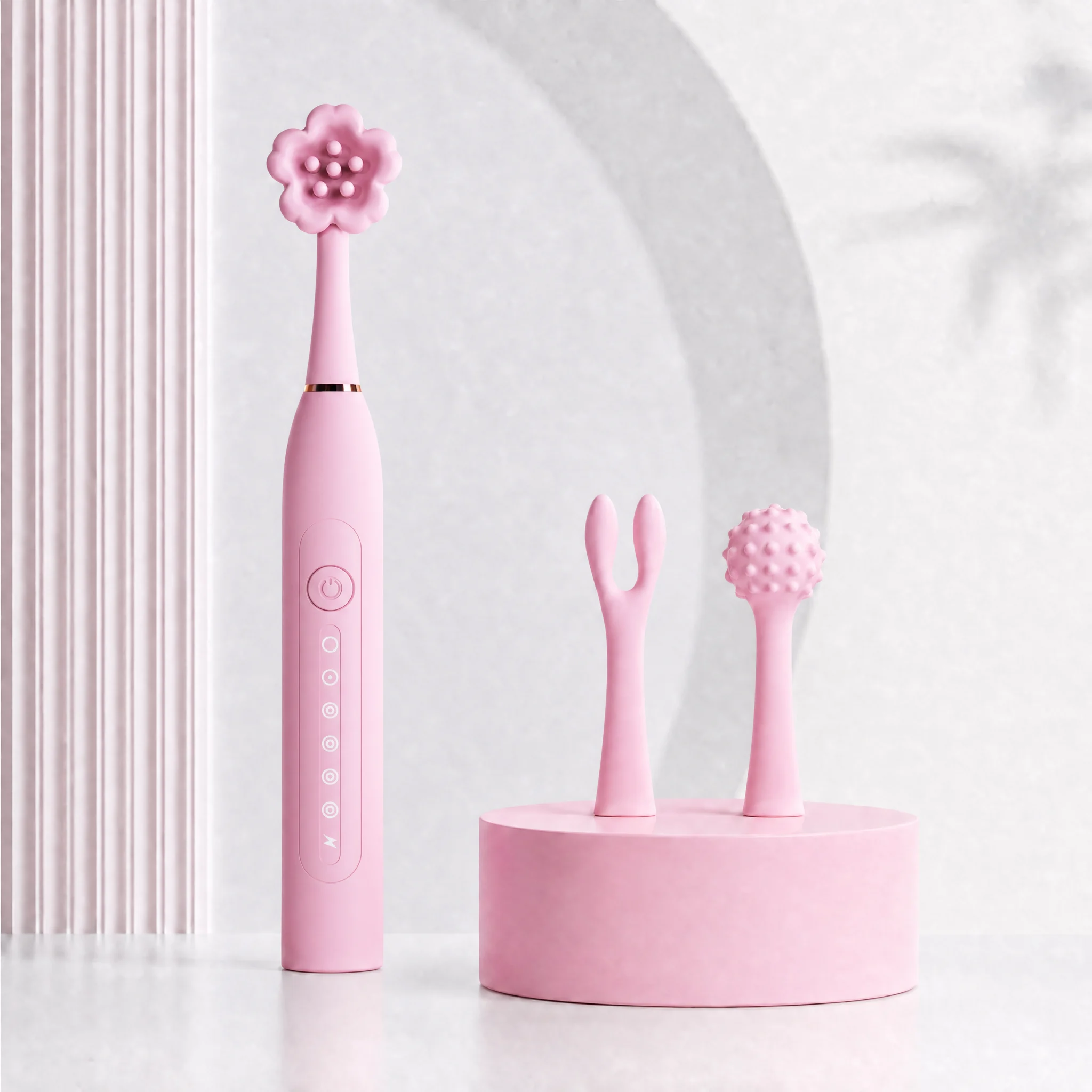 New Arrival Toothbrush Shaped 3 Silicone Heads Clit Nipple Stimulator G Spot Vibrator Sex Toys Women