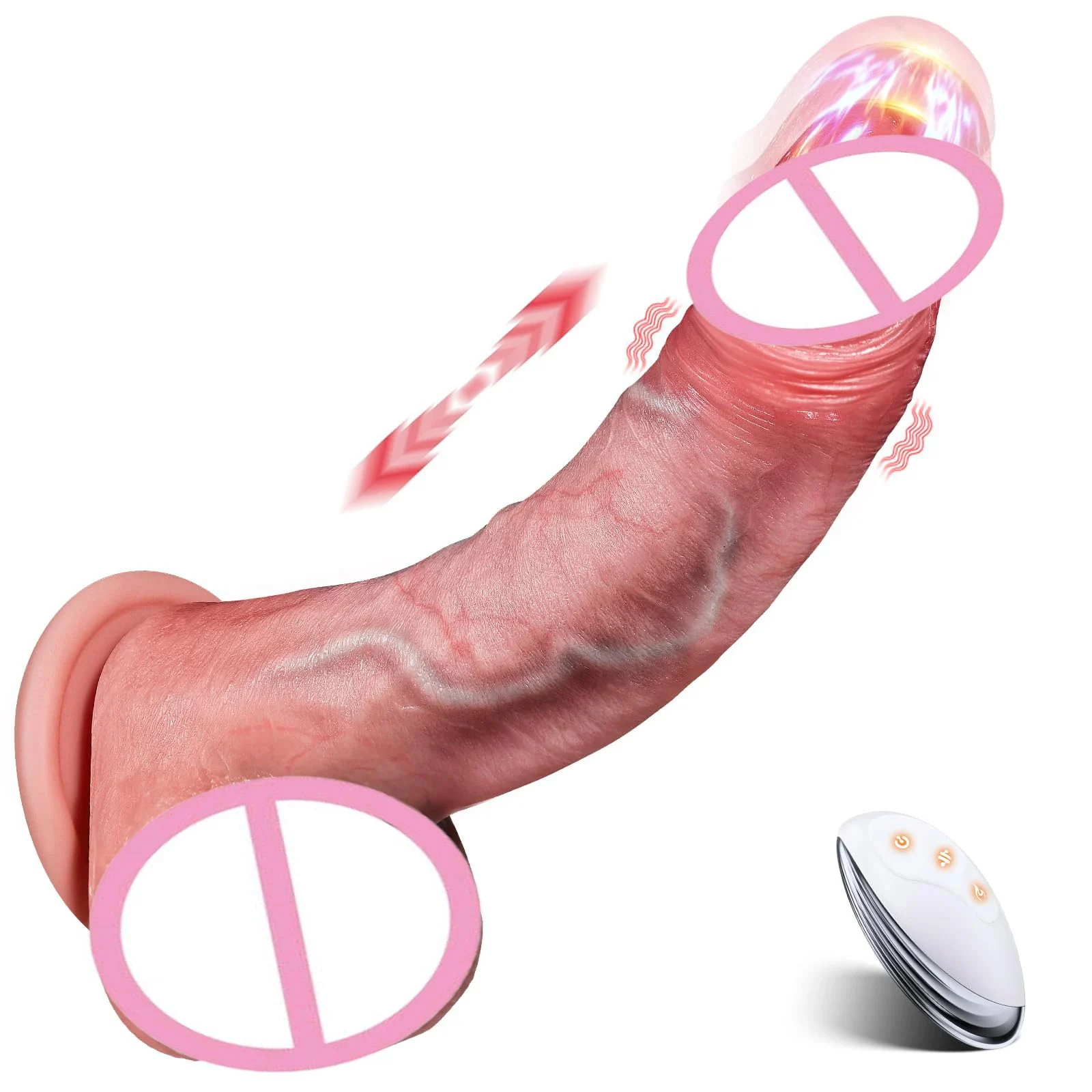 Realistic Thrusting Waterproof Eco-Friendly Soft Silicone Vibrating Dildo 10 Modes for Vagina G-Spot Penis Stimulation-Women