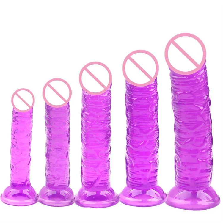 5 Different Sizes Suction Cup Realistic Soft Crystal Jelly Dildo Sex Toys for Women