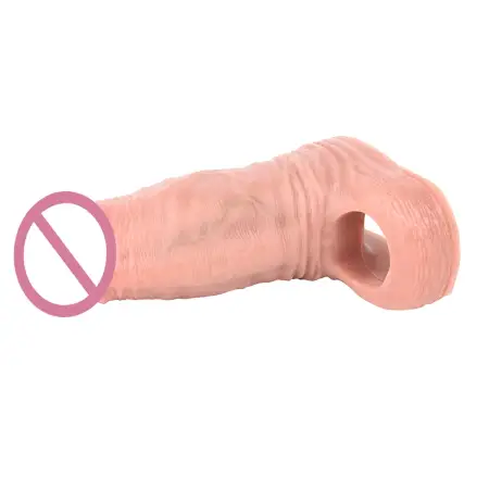 the Double Opening Design of the Male Penis Extender Effectively Enlarges the Penis Dildo Sleeve Made of Liquid Silicone
