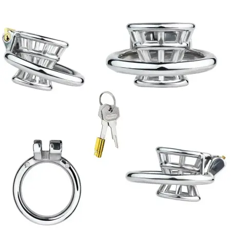 Chastity Cage Male Rooster Penis Cage Adult Sexual Metal Cock Slave Punish BDSM Bondage Sex Toy for Male Couples Round Ring