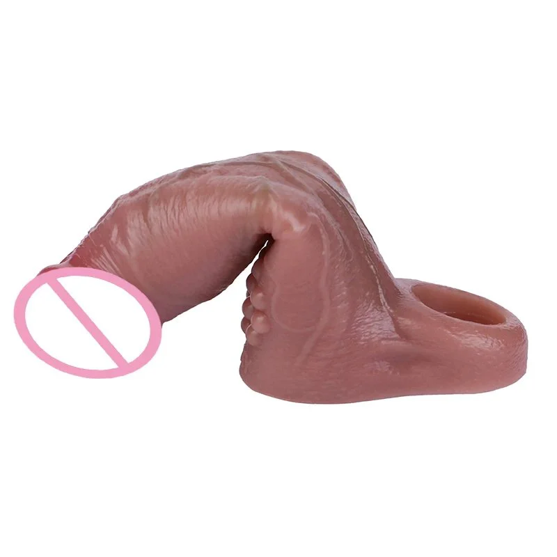 Ultra Realistic Penis Sleeve With Beads Back Silicone Dick Extender Soft Reusable Condom for Men Delay Ejaculation