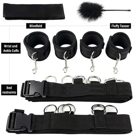 Flirting Feather Sexy Eye Masks Blindfold Restraints Straps Sex Toys Bed Bondage Set 3PCS