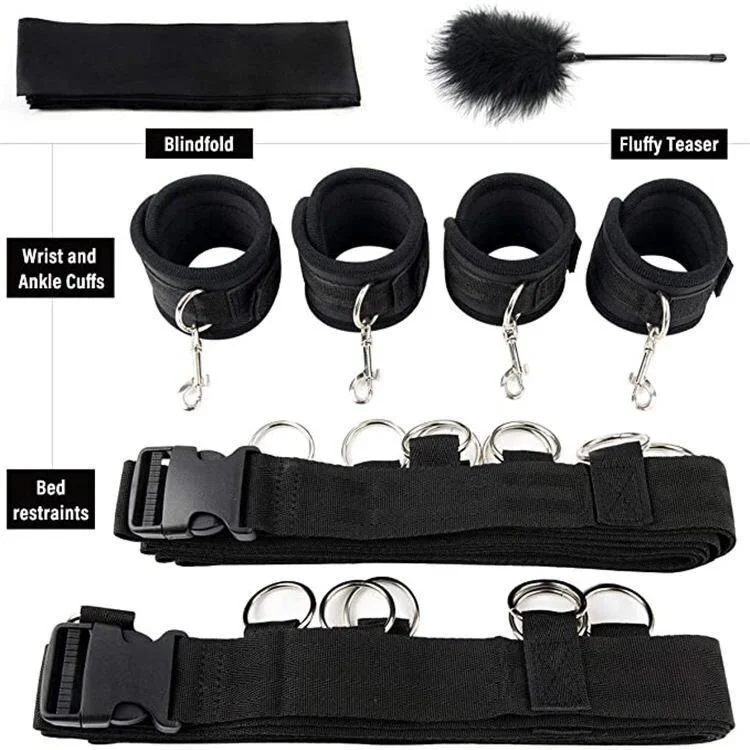 Flirting Feather Sexy Eye Masks Blindfold Restraints Straps Sex Toys Bed Bondage Set 3PCS
