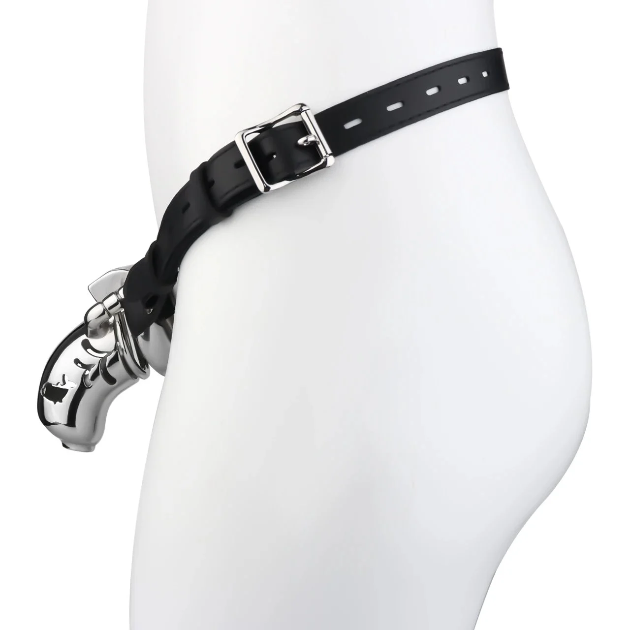 Curved Male Long Breathable Stainless Steel Stealth Lock Male Chastity Device,Cock Cage,Penis Lock, with Catheter & Belt