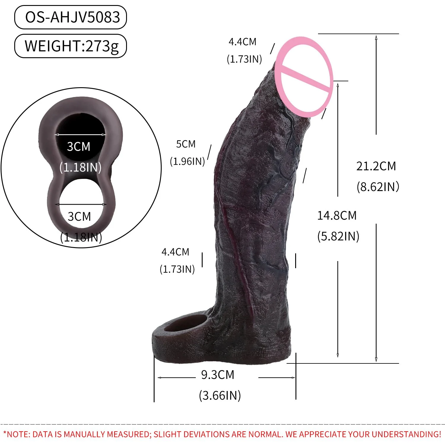 Vibrator Enlarger Sheath for Men Cock Ring Penis Sleeve With 10 Speed Vibration Sex Toy